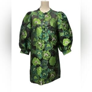 Pomander Place Green Samantha Jacquard Mini Dress Size L